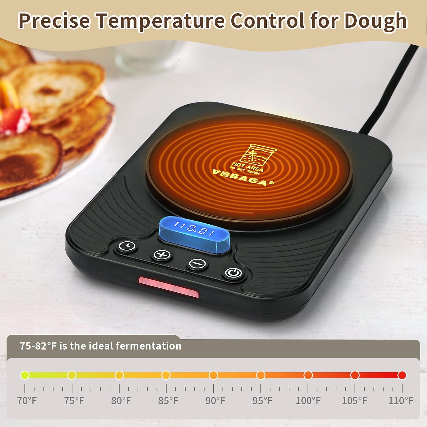 VOBAGA Sourdough Starter Warmer, 70-110°F Control Heating Pad for Bakers