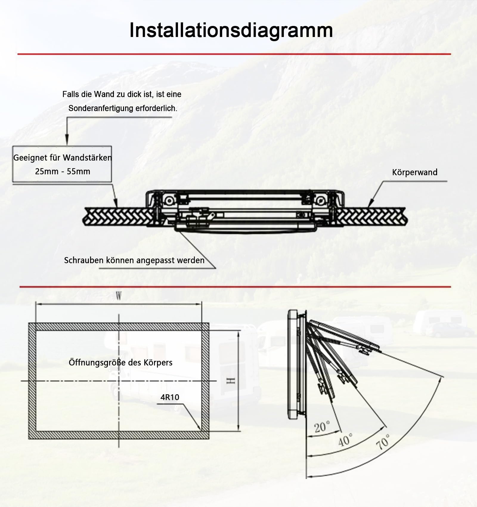 Wohnmobil Fenster Wohnwagen Fenster 900x450 mm - Ausstellfenster Camper Wohnmobilfenster Externes Push Fenster mit Integriertem Rollo und Fliegengitter für Alle Arten von Fahrzeugen