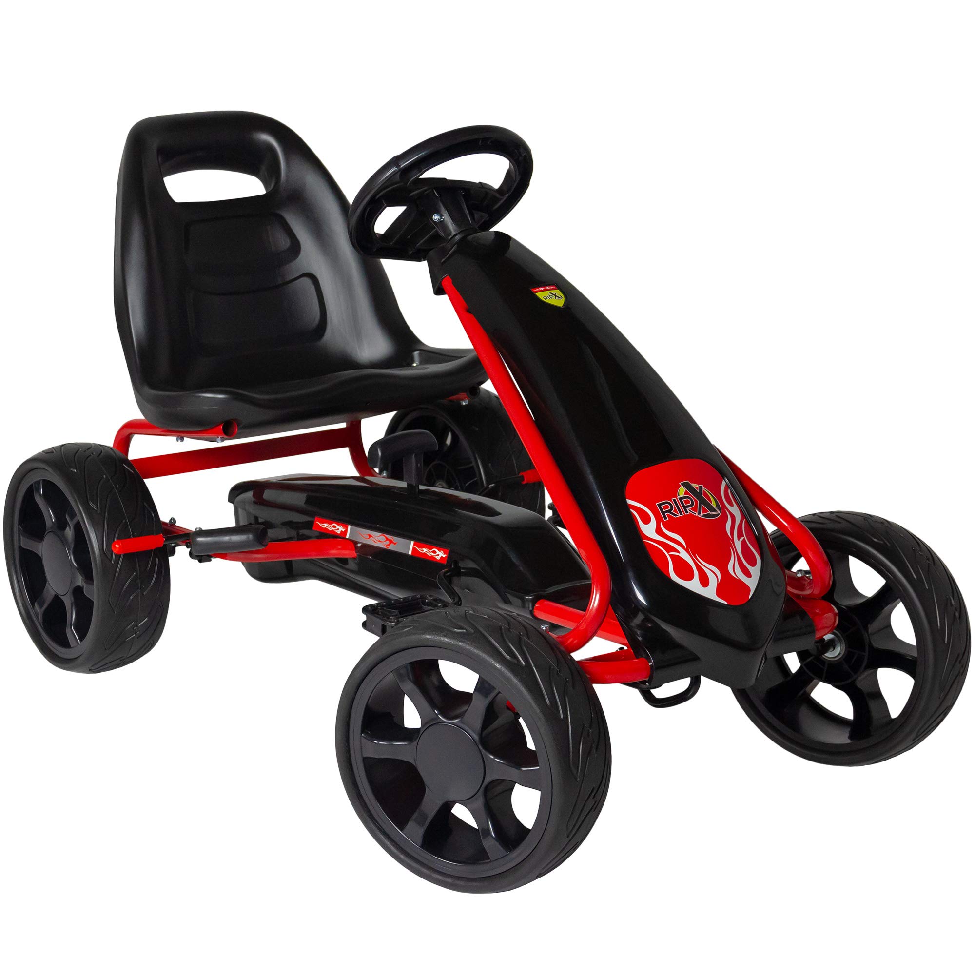 Rip-X NexGen Pedal Racer Go Kart Ride On Car Toy with Adjustable Seat and Racing Wheels - Black