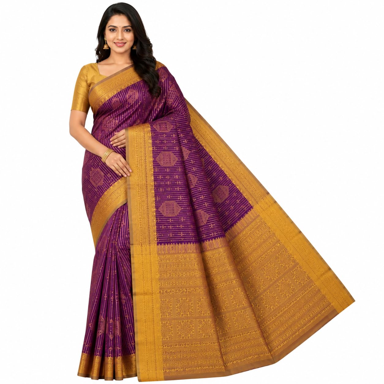 Kubera Pattu Saree for Women | Vaira Oosi Design | Traditional Ethnic Wear | Soft Silk Blend | Unstitched Blouse Piece | Wedding & Festival Collection-image-16