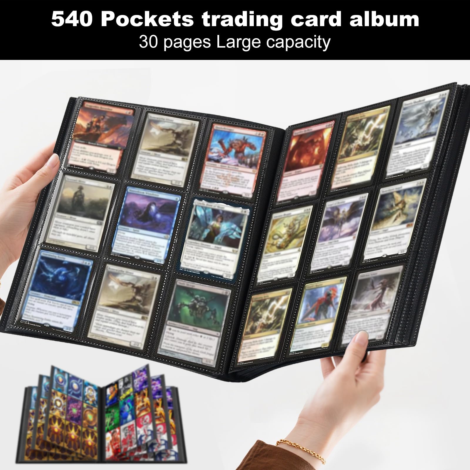 Realure 540 Pockets Card Binder with Elastic Band, 9-Pocket Trading Card Folder Holder Album - Image 4