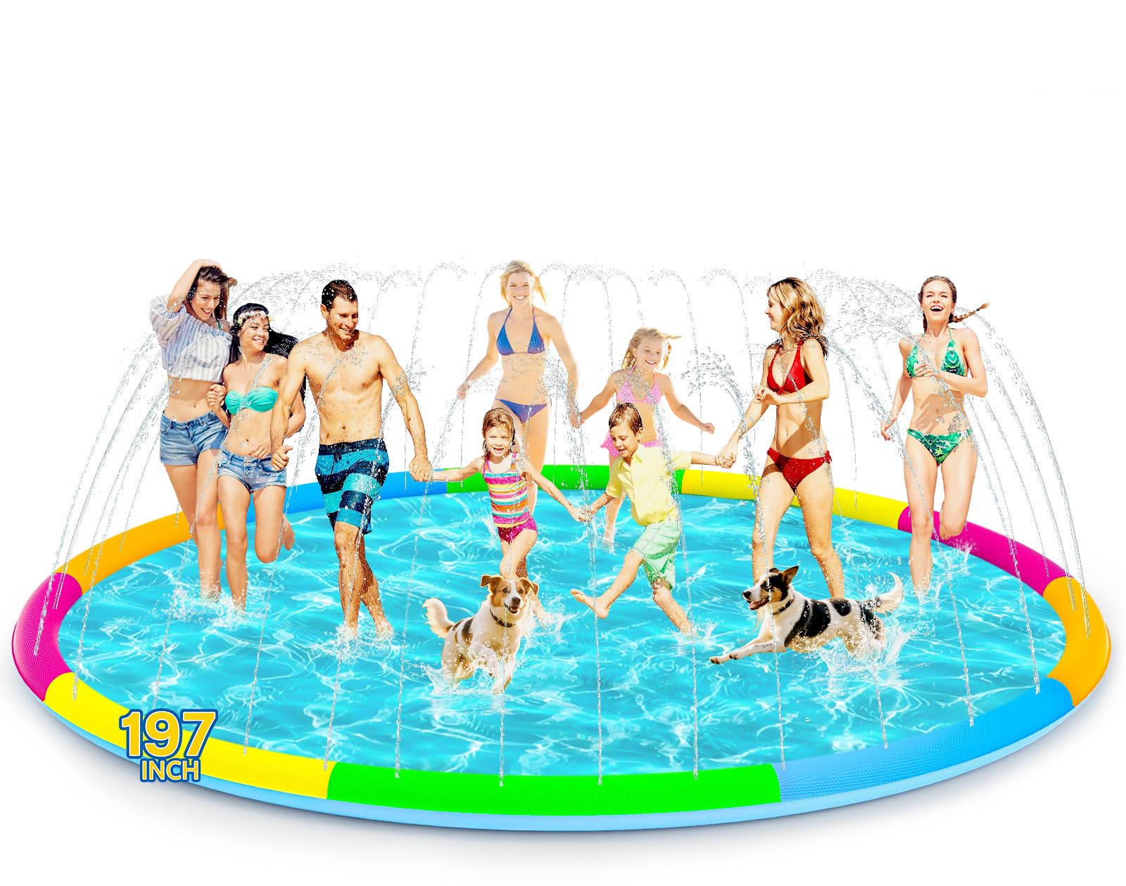 Photo 1 of 157" Extra Large Splash Pad - Non-Slip Splash Pad for Kids and Dogs Thickened Dog Pool with Sprinkler for Toddlers Children Adults Pets