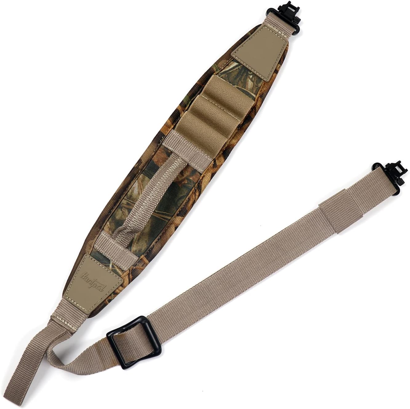 HUNTPAL Two Point Shotgun Sling with Quick-Grab Handle and 3 Shotgun Shell Holders, Tactical Sling with Quick Adjustment Slider and Swivels, Neoprene Padded 1.25" Nylon Webbing Shoulder Strap