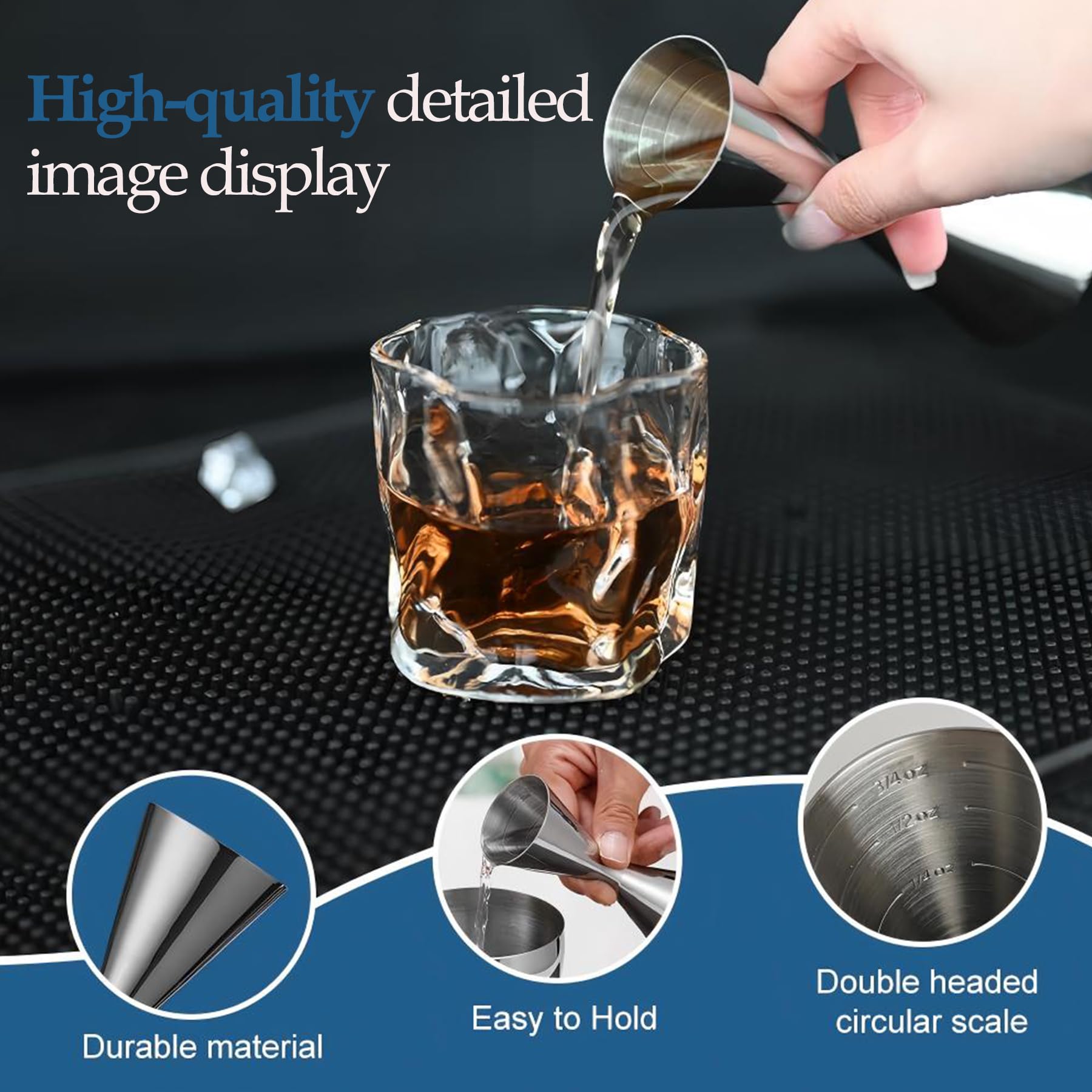 Japanese Cocktail Jigger - 2oz & 1oz Stainless Steel -4