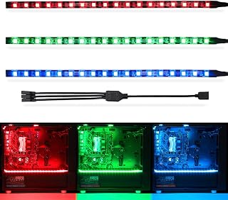 WFPOWER RGB Gaming LED Strip Lights Mid Tower PC Case Lighting for Aura Sync and M/B with 4pin RGB Header 5050 SMD 11.8inch per Strips with Magnet Pack of 3 Strips