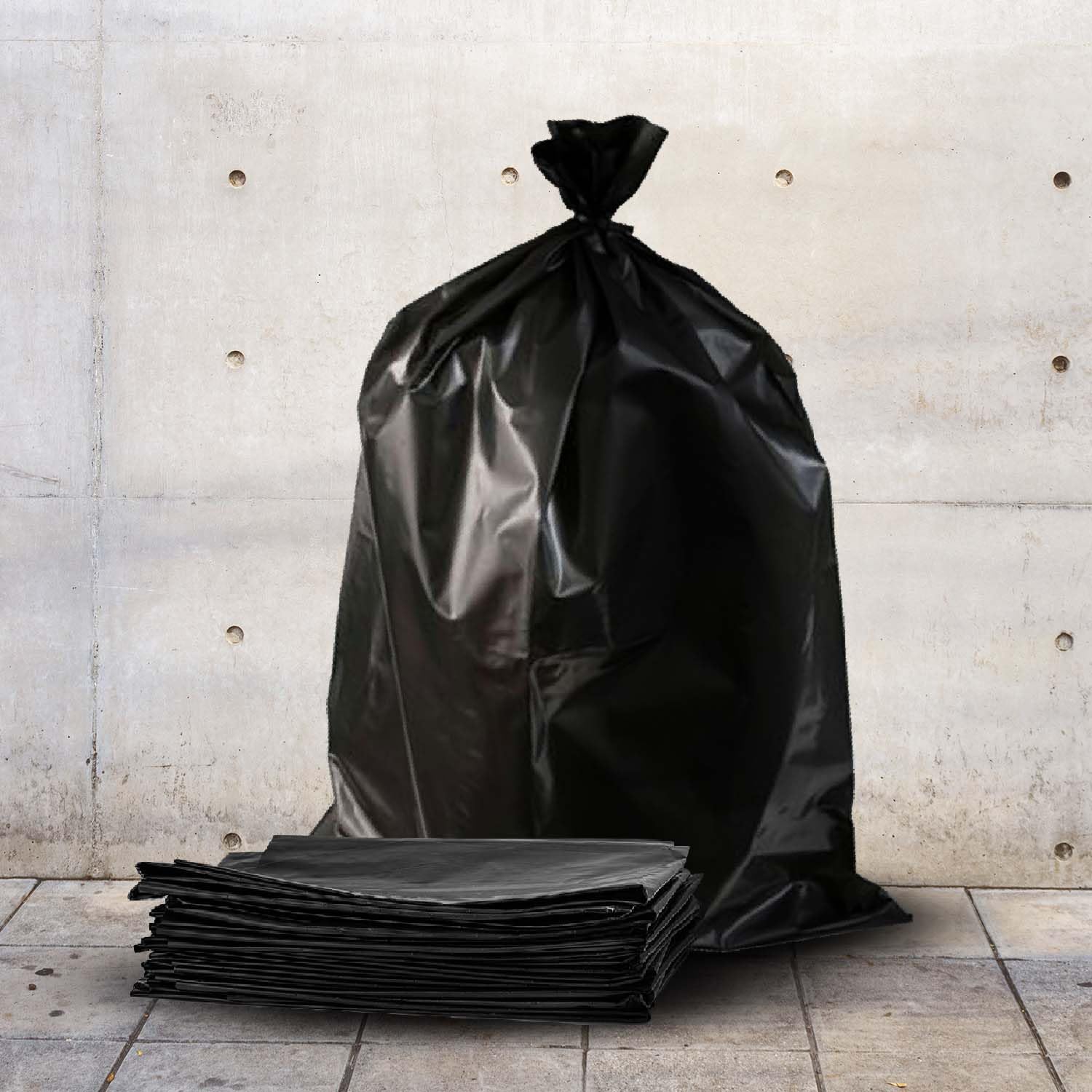 Primes DIY Lot de 100 sacs à déchets de jardin très résistants de 50,8 x 76,2 cm, sacs à déchets de construction, noirs, de 90 à 100 microns, capacité de 30 kg