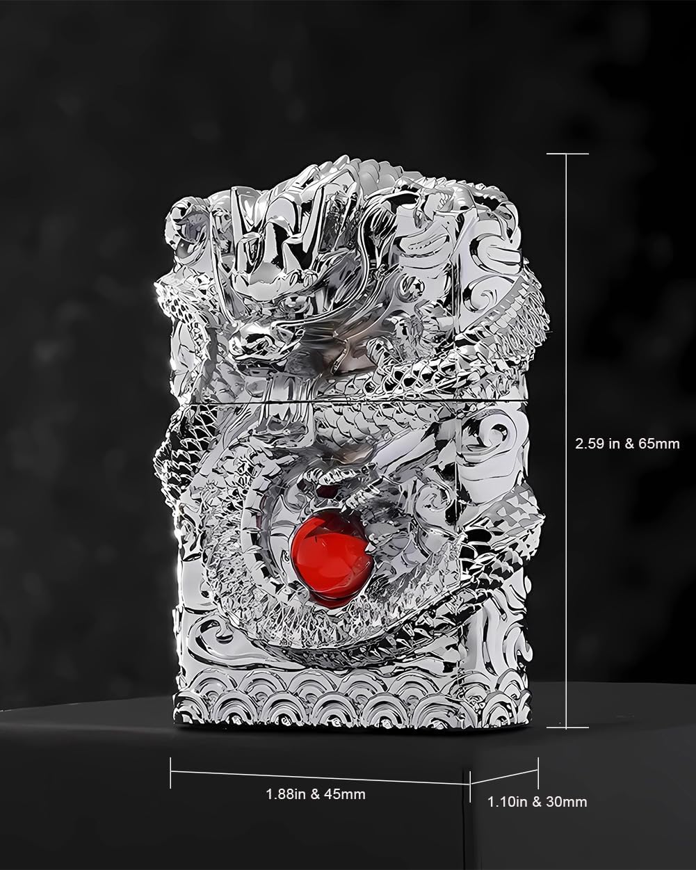 Lighter Dragon Candle Lighters Vintage Portable Antique Lighter Reusable Windproof Soft Flame Trench Lighters for Collection/Decorative/Gift/Present (Silver)
