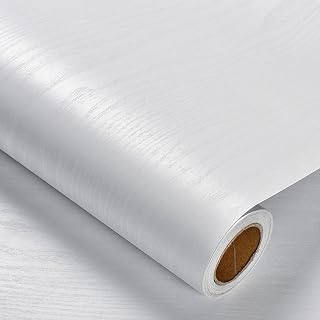 Heroad Peel & Stick White Wood Grain Contact Paper - Waterproof Self-Adhesive Wallpaper for Cabinets, Drawers, Countertops 17.5" x 78.7"