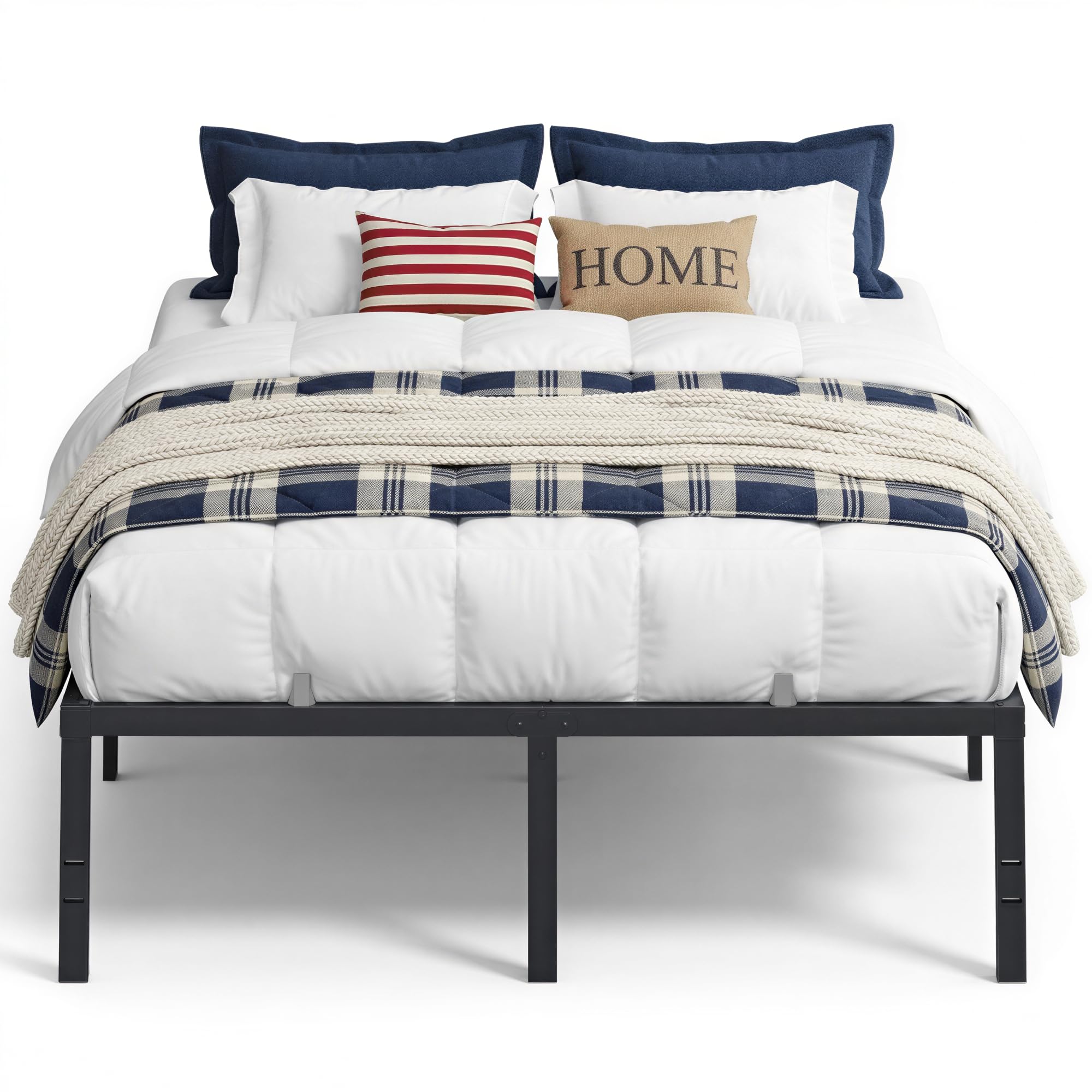 Photo 1 of ** SIMILAR NO SIZE ** VASAGLE Queen Metal Bed Frame 18 Inches Tall, 1100 lb Weight Capacity, No Box Spring Needed, with Under-Bed Storage, Easy Setup, Heavy-Duty Platform Bed, Mattress Retainers, Matte Black URMB671BD02S