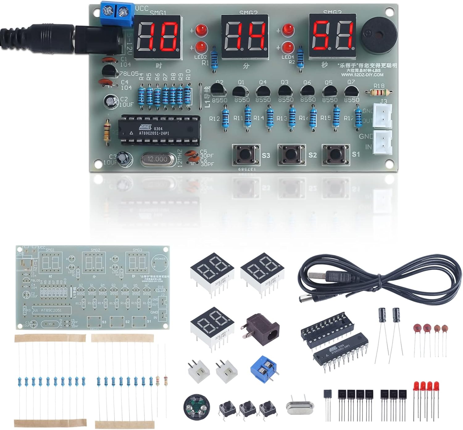 MiOYOOW C51 6Digit DIY Digital Electronic Clock Kit Beginners Alarm Clock Kit Soldering
