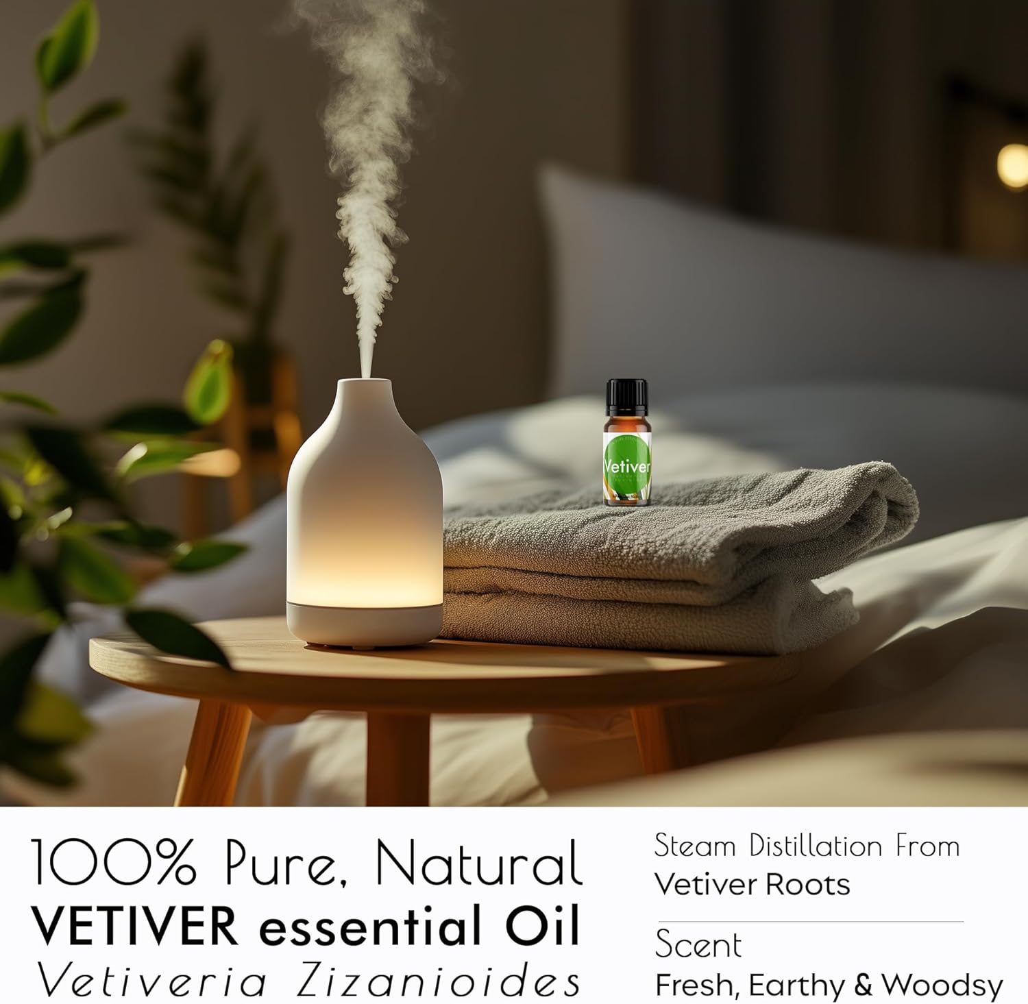 Vetiver Essential Oil | 100% Pure & Natural | Earthy Scented Aromatherapy Oil for Diffuser, DIY Candles & Body Massage, 0.34 fl Oz - Image 8