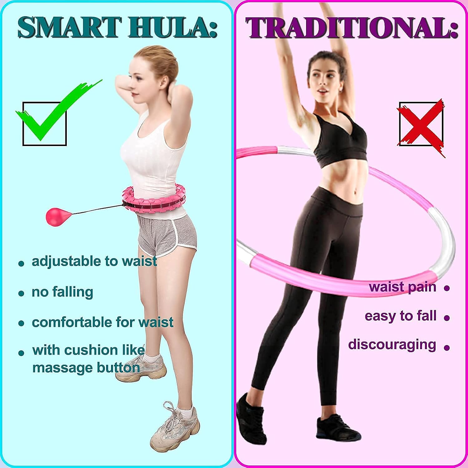 Haymaro 30 Knots 58" Real Plus Size Infinity Hoop 30knots in Total Smart Weighted Exercise Hoops for Adults Kids - Infinity Hula Weight Loss Spinning Ball Great Gift Set