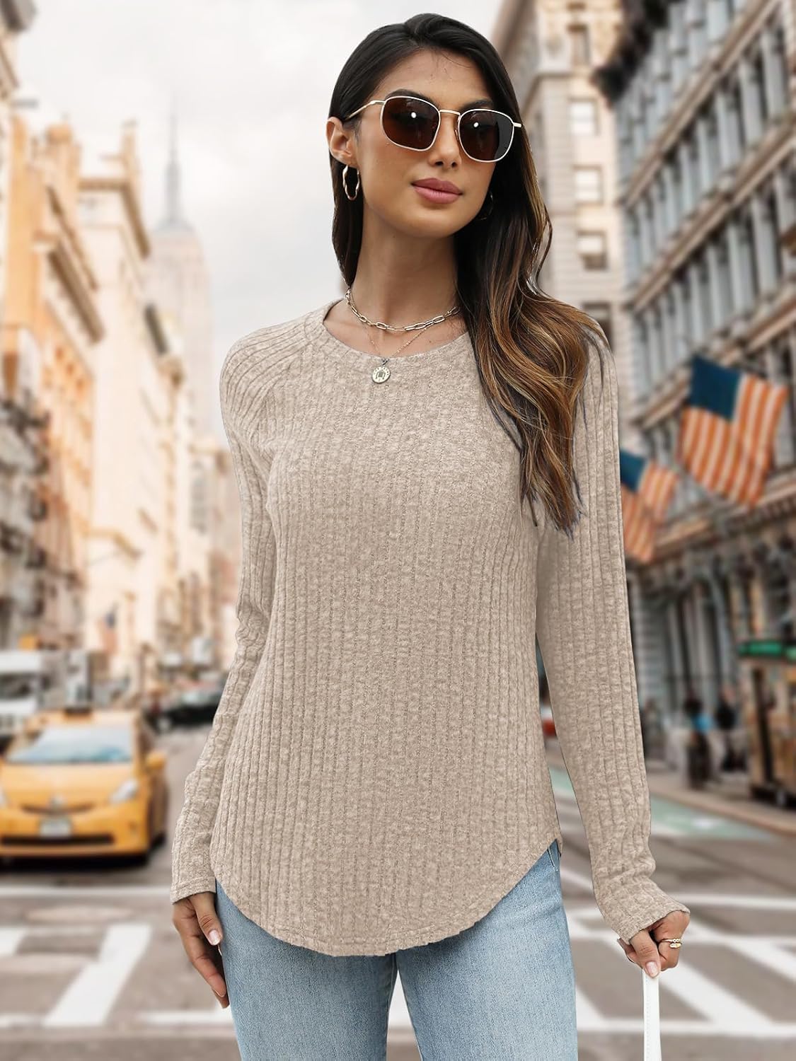 MixShe Womens Sweaters 2025 Fall Fashion Crewneck Tunic Tops S-XXL - Image 6