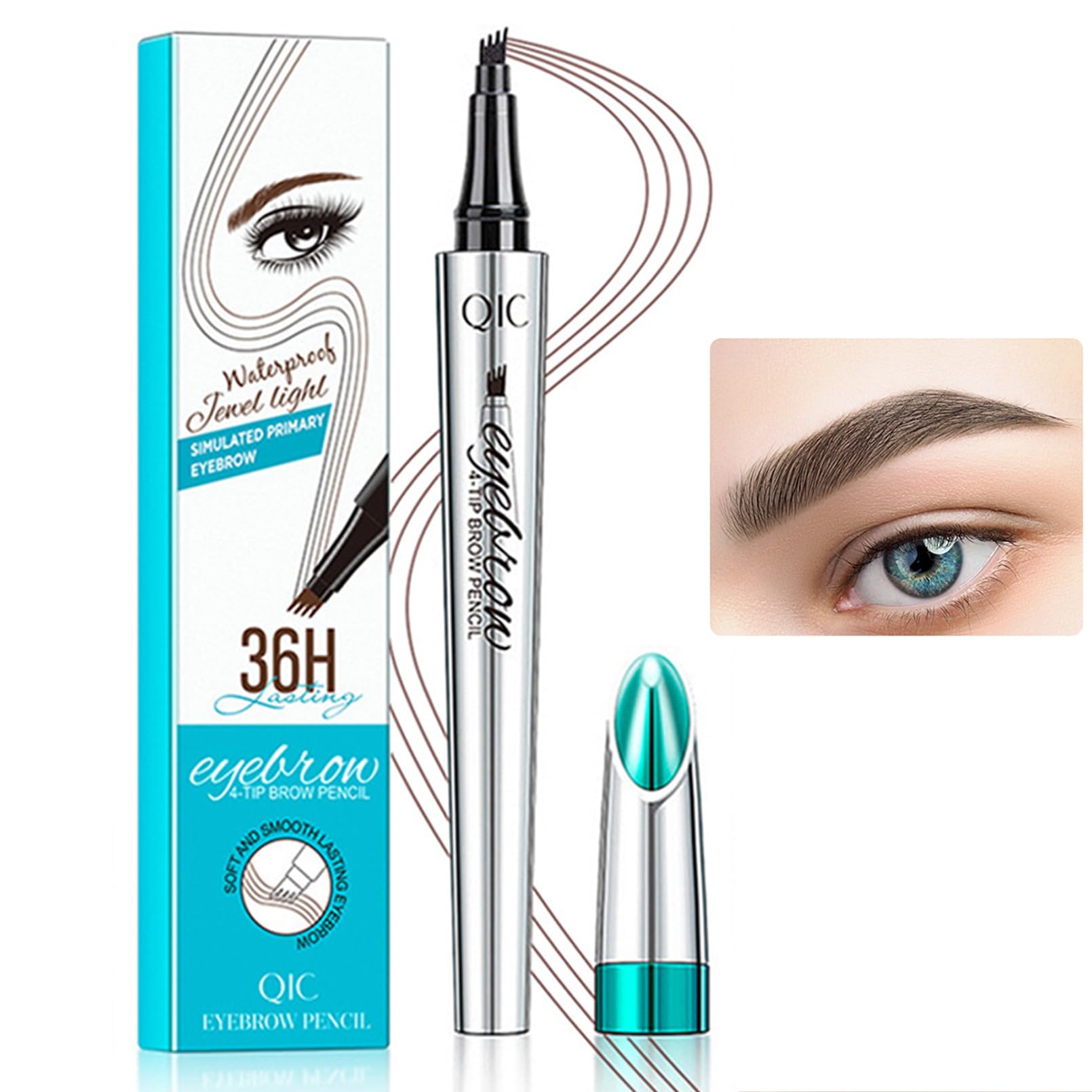 RZJZGZ Eyebrow Pencil, Eyebrows Pen with 4 Micro-Fork Tip Long-lasting Waterproof Eyebrow Pen and Smudgeproof Brow Pen