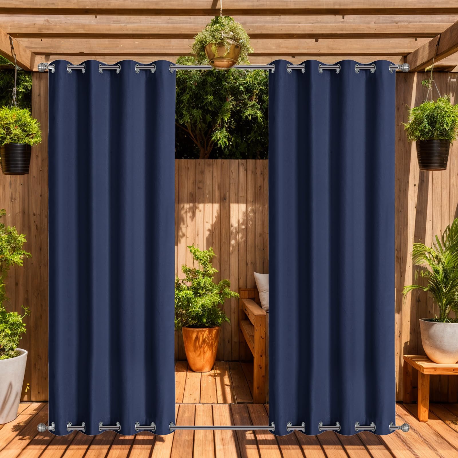 LiveGo Tenda da esterno per giardino, patio, gazebo, pergola, impermeabile, antivento, 2 pannelli, tende per esterni, pergola, gazebo, isolamento termico, protezione UV