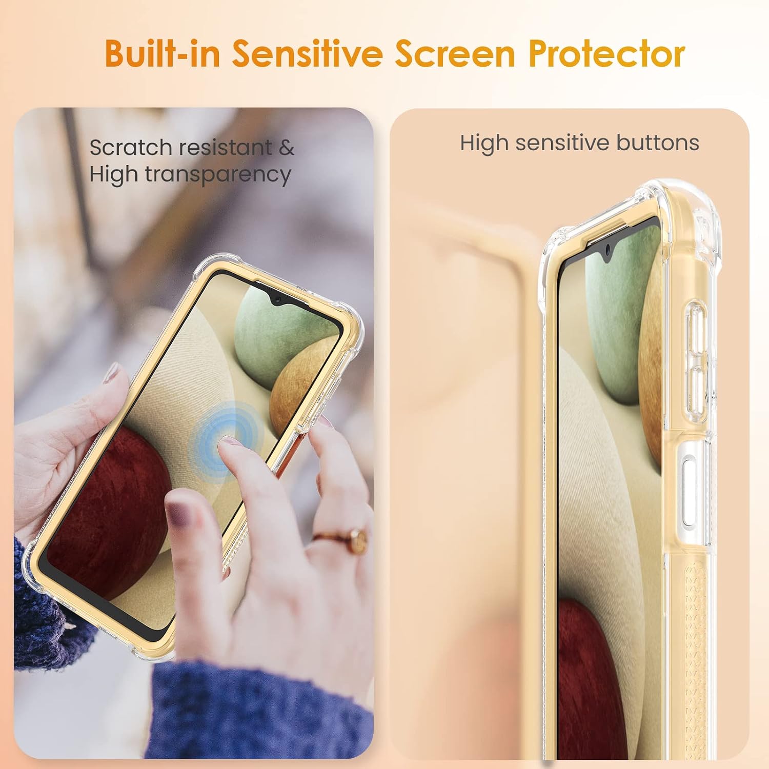 Caka Samsung Galaxy A12 Case, Galaxy A12 Case with Screen Protector Full Body Case for Women Girls Glitter Bling Protective Phone Case for Samsung Galaxy A12 -Sunflower