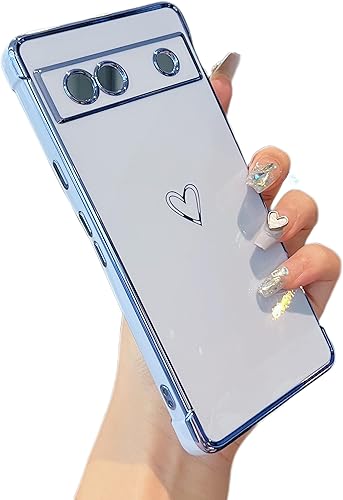 Vista 98 de ZTOFERA Funda diseñada para Samsung Galaxy A13 5G/Galaxy A04S, bonito borde chapado con patrón de corazones de amor con protección para lente