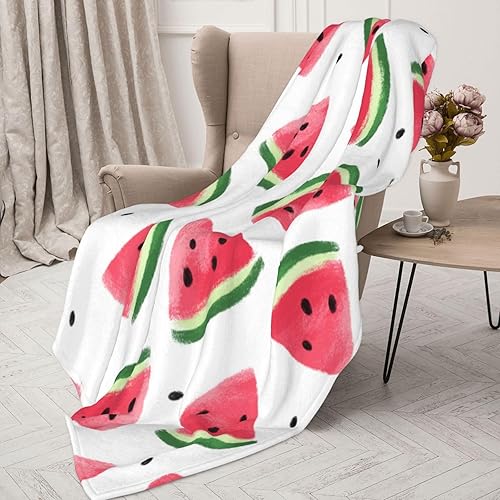 Miniatura 4 de Manta con patrón de sandía, manta de frutas de verano, ligera, acogedora y suave, manta de cama de franela para sala de estar, sofá, silla, sofá, 40