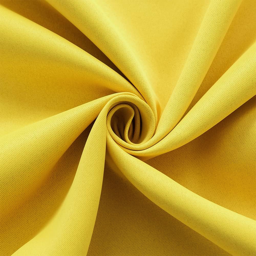 MERRYLIFE Thermal Insulated Grommet Blackout Curtain Decorative Window Curtain Panels Top Panel Drapes for Bedroom 54W×84L 1 Pair 2 Panels Yellow