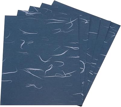 50 Sheets Natural Fiber Mulberry Origami Paper 6x8 Inch Visible Folding Washi Paper,[for Junk Journals, Card Making, DIY Craft Writing Painting, Decorative Scrapbook]-Dark Blue