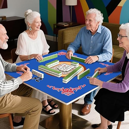 Miniatura 35 de Tapete Mahjong grande con bolsa de transporte, antideslizante y reducción de ruido, tapete de mesa Mahjong para juegos de póquer, tarjetas, mesa