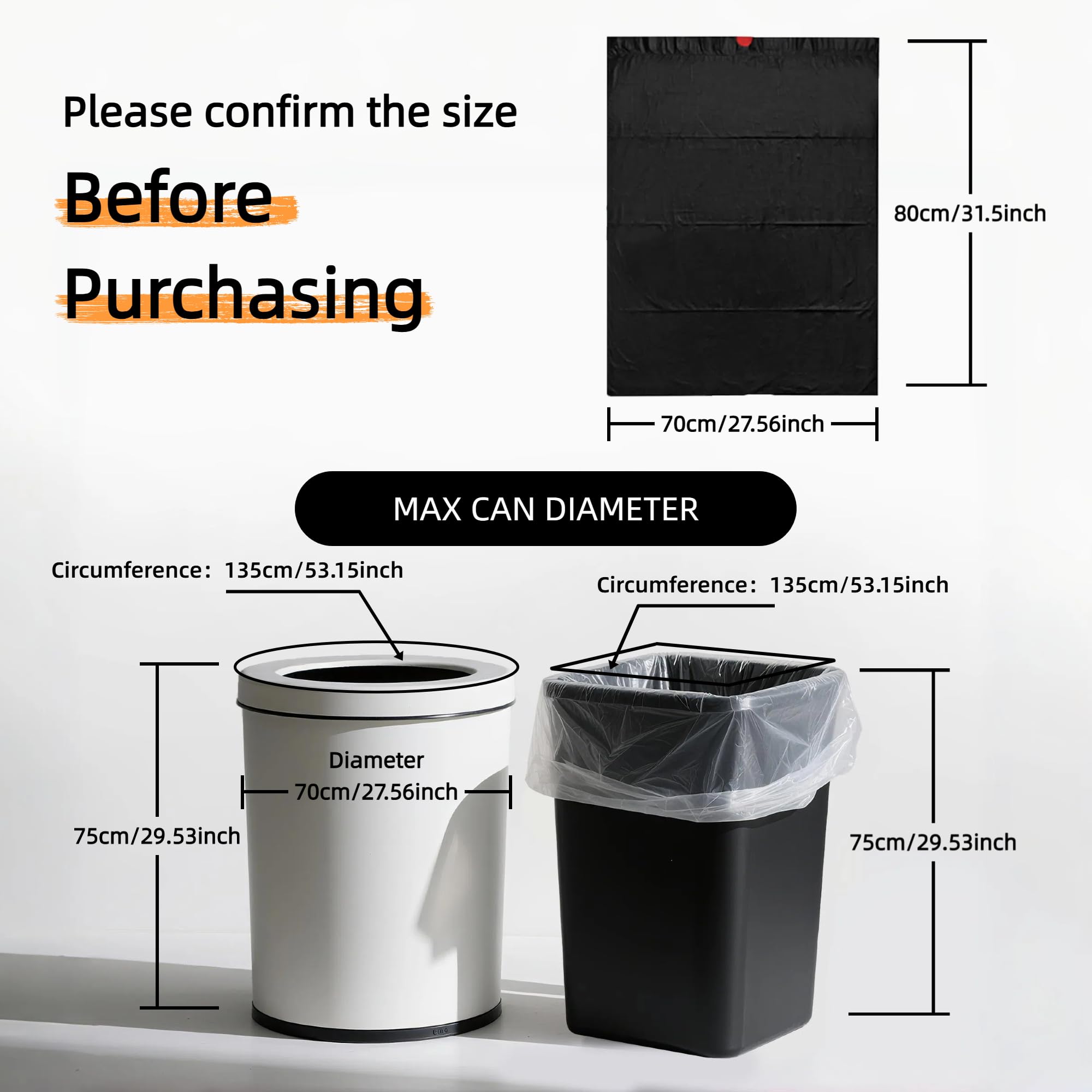 TARUNMO 23+Gal Kitchen Trash Bags Heavy Duty,Red Drawstring for Home Or Camp,90L Unscented Black 70X80cm,Pack of 20