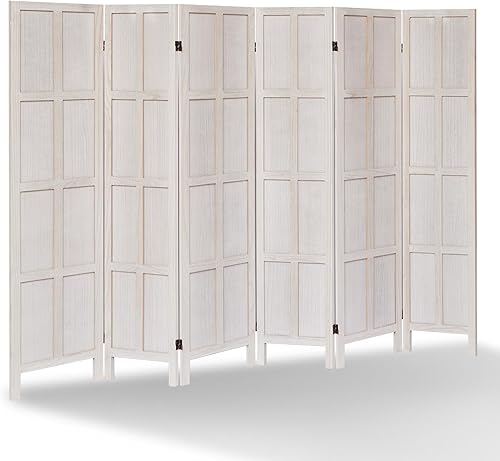 ALeesing Divisor de habitación de 6 paneles, divisor de habitación de madera de 5.6 pies y pantallas de privacidad plegables, divisores de