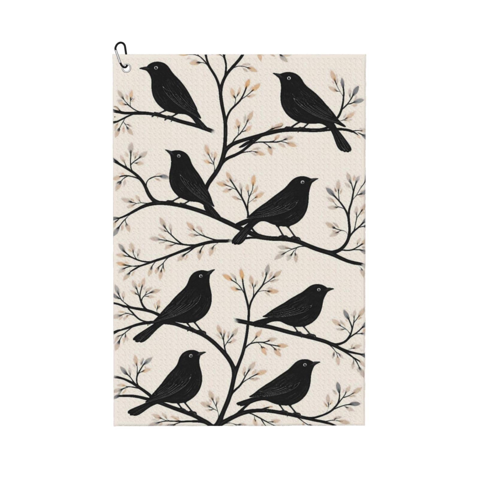BSDFGSDD Black Birds on Branch Golf Towel 24 x 16 inches