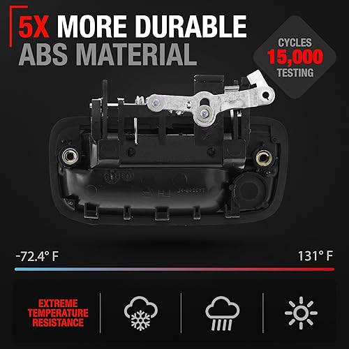 Miniatura 13 de Repuesto de manija exterior para puerta del pasajero delantero, metal mejorado, compatible con Toyota Tacoma 1995-2004, negro texturizado, OEM