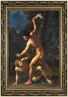 Cain and Abel Biblical Scene Poster Framed Canvas Print Oil Paintings Reproduction World Classics Vintage Gothic Wall Art Pictures Wall Decor for Living Room Office Bedroom Home Decor (Framed,16W"X20L")