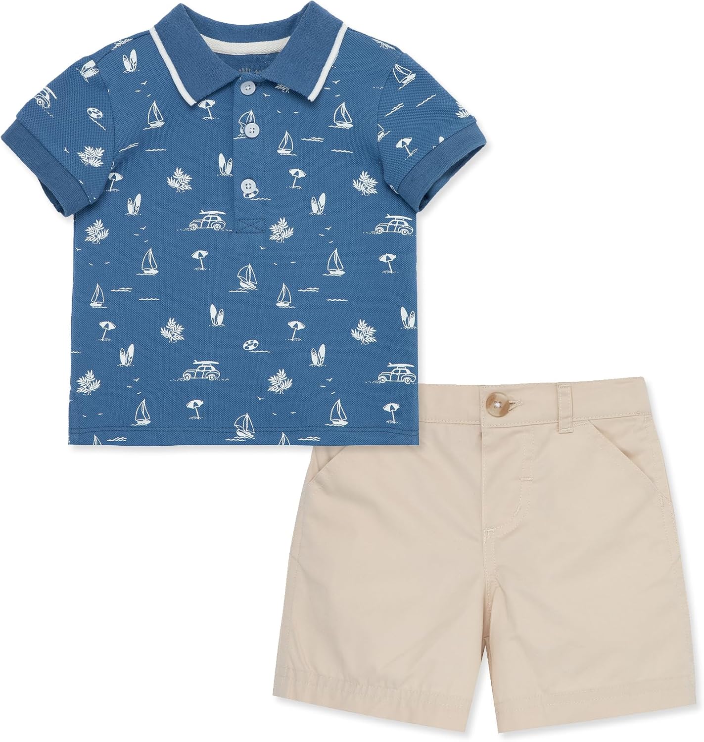 Little Me Clothes for Baby Boys' Cotton Polo Short-Sleeve and Shorts Set