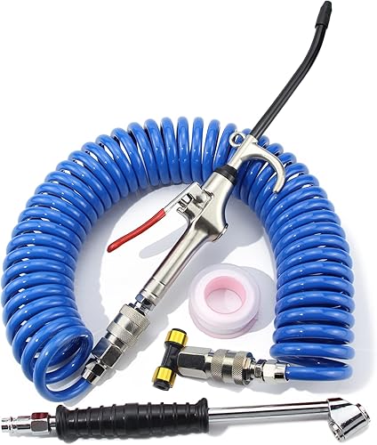 Kit de pistola de soplado de aire de alta resistencia para manguera de aire semirremolque con bobina de 30 pies de largo y mandril de aire extendido