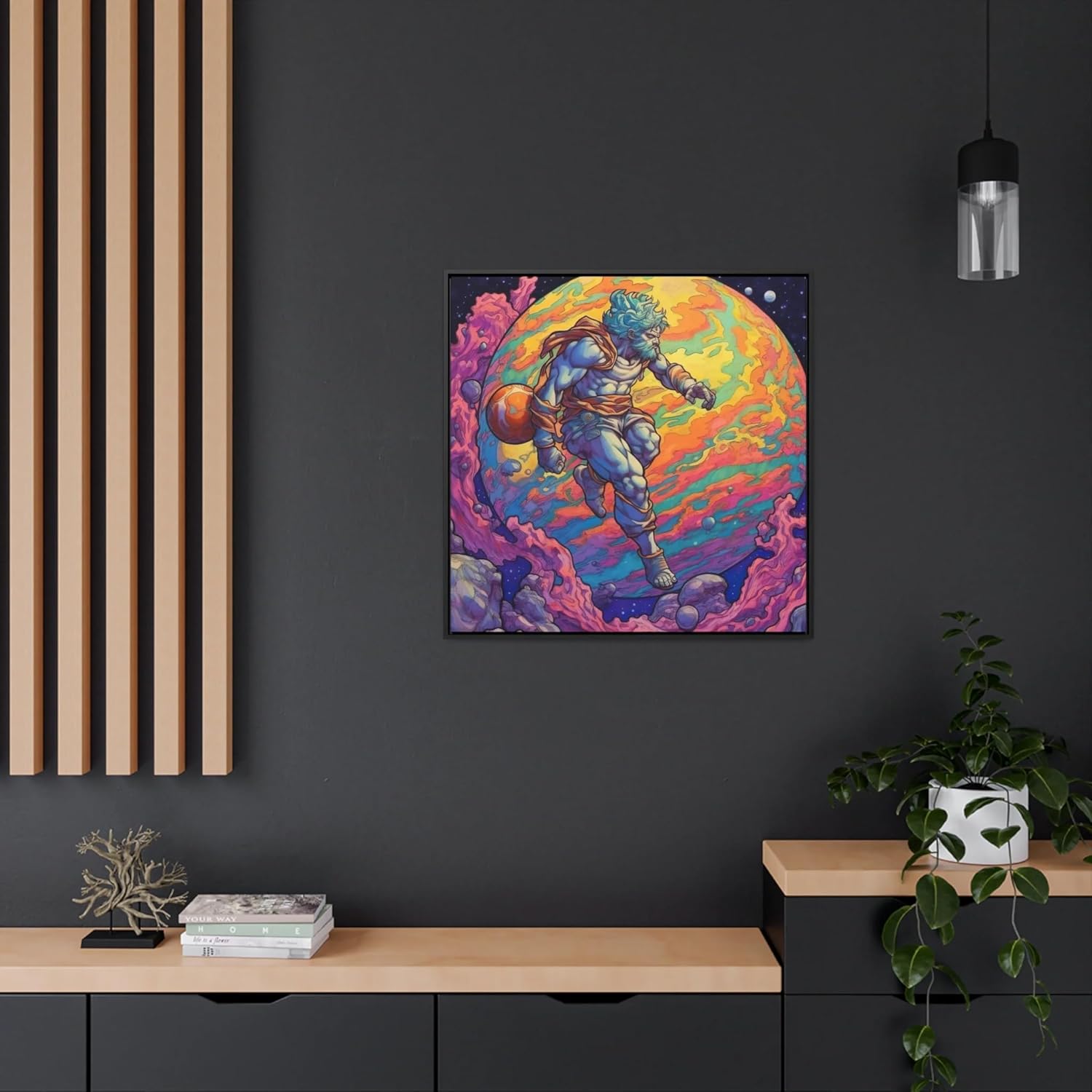 Atlas Climbing Globe - Gallery Canvas Wraps, Square Frame Premium Gallery Wraps (1.25″) Walnut 12″ x 12″ (Square)