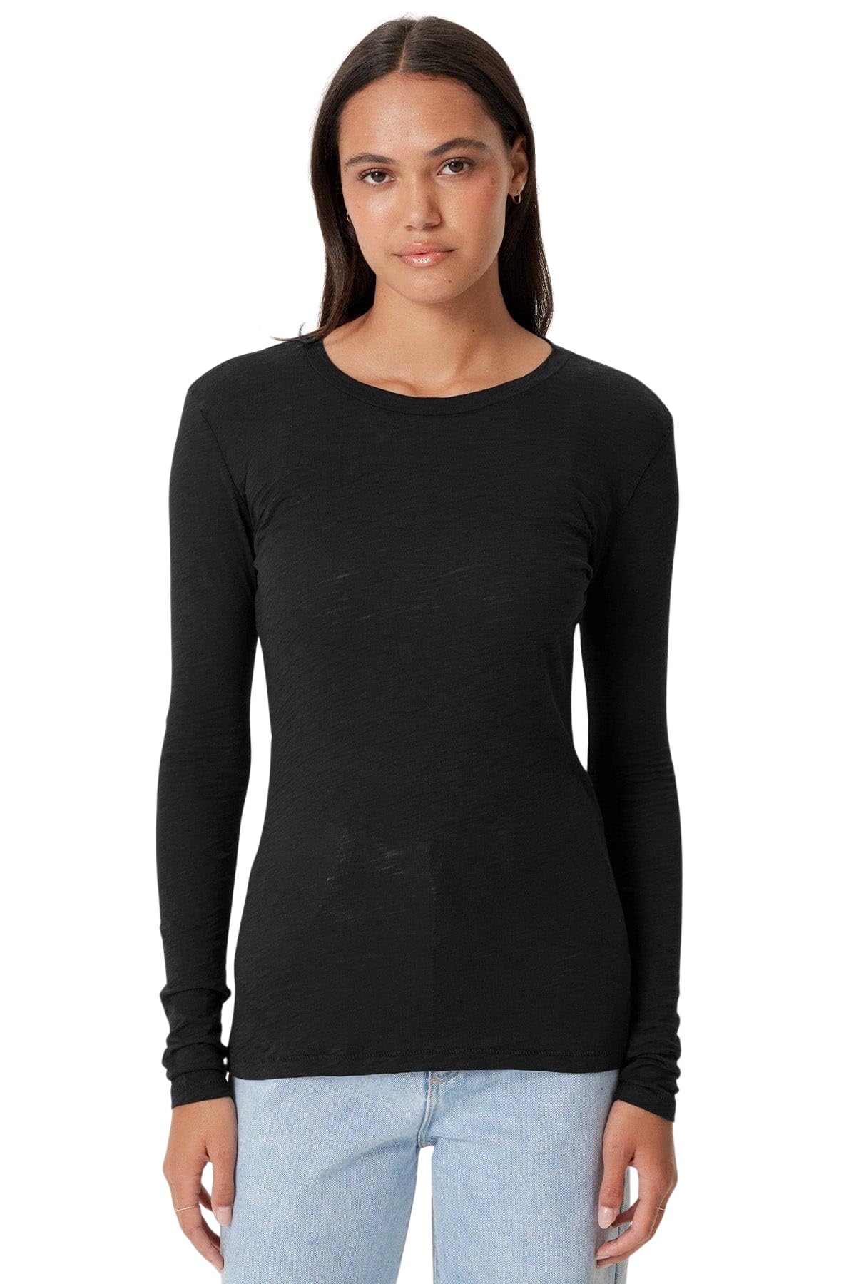 Goldie Lewinter Women's Signature Slub Long Sleeve Tee, Black, X-Small