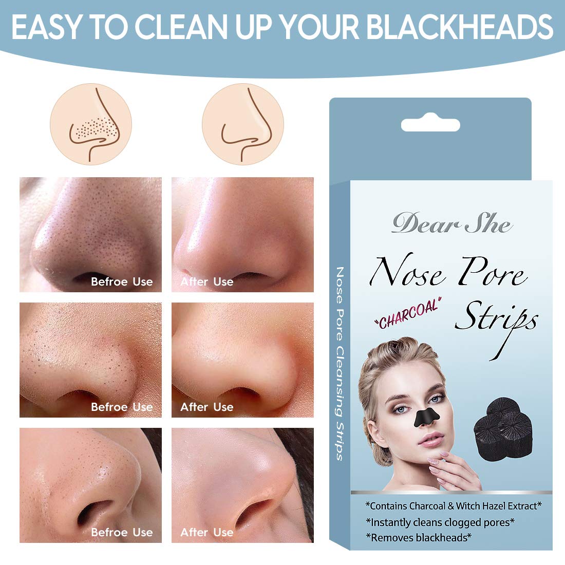 Deep Cleansing Pore -Blackhead Pore Strips,Purifying Pore Strips,Nose patch,Blackhead Remover Strips,Cleansing Blackhead,Deep Cleansing Strips Remove for Nose and Face Oil and Blackheads (10 pcs) : Everything Else