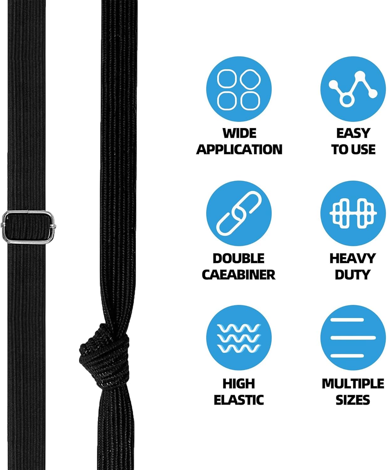MILLAY 80inch Adjustable Bungee Cords with Hooks, 4 Pack Long Heavy Duty Elastic Strap, Flat Rubber Bungee Rope for Outdoor, Camping, Tarp, Bike Rack, Luggage (Red)