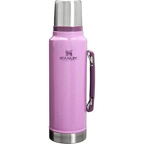 Stanley Classic Legendary Vacuum Bottle 1.5 qt | Wide Mouth with Leakproof Cup Lid | Keep Drinks Hot or Cold | Packable for Travel | Insulated Stainless Steel Thermos | BPA-Free | Hammertone Lilac