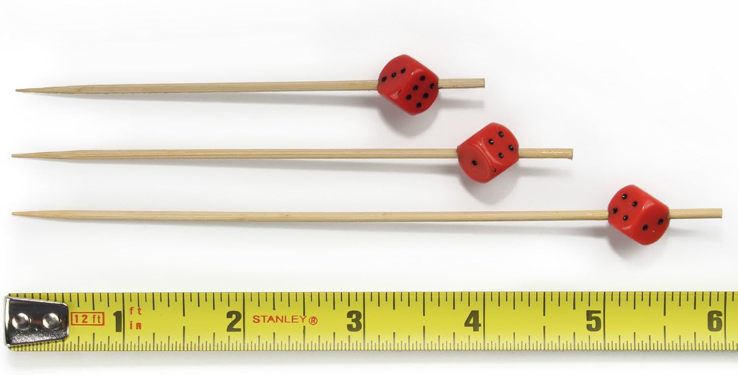 BambooMN 3.9" Decorative Dice Party End Bamboo Cocktail Fruit Sandwich Picks Skewers for Catered Events, Holiday's, Restaurants or Buffets Party Supplies, Green, 1000 Pieces
