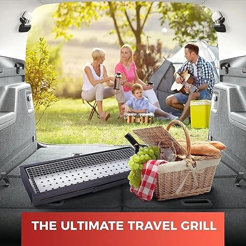 Miniatura 5 de Parrilla de carbón portátil, barbacoa de mesa portátil para cocinar al aire libre  Parrilla plegable compacta para camping, senderismo, picnic y