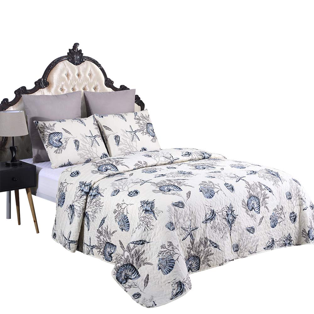 JML Quilt Set Queen with Pillowcase - Soft Brushed Microfiber, Lightweight All-Season Printed Bedding Bedspread (Color 39, Full/Queen 88" x 92")