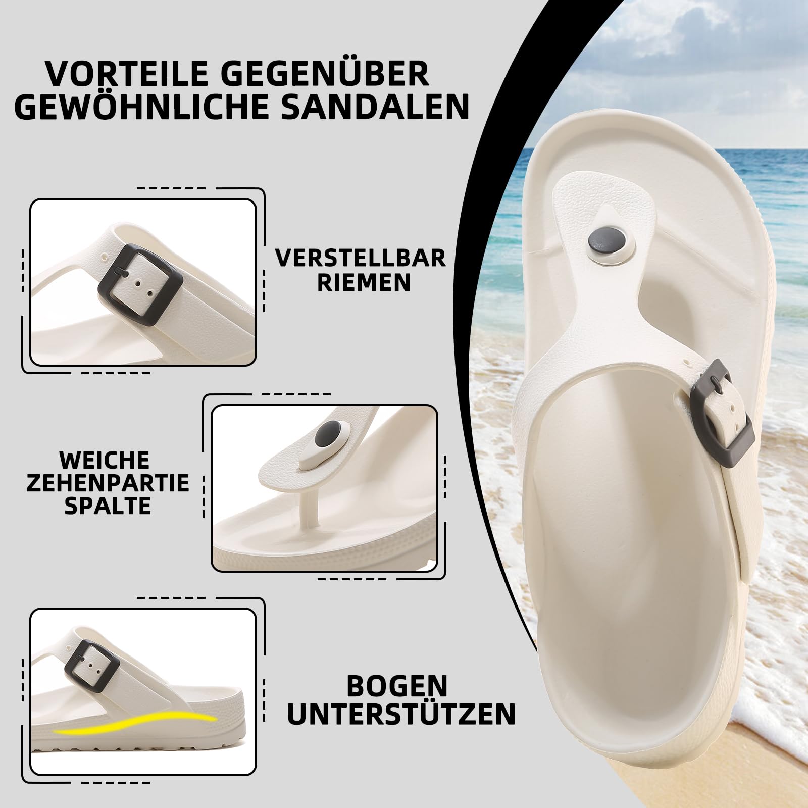 YUHITYGZGS Pantofole Donna Uomo, Flip Flop Estive Da Spiaggia Casa Ciabatte Sportivi Ortopediche Sandalo Giardini Trekking Sandali Morbide Eva Foam Slides Comode Platform Slippers Mules