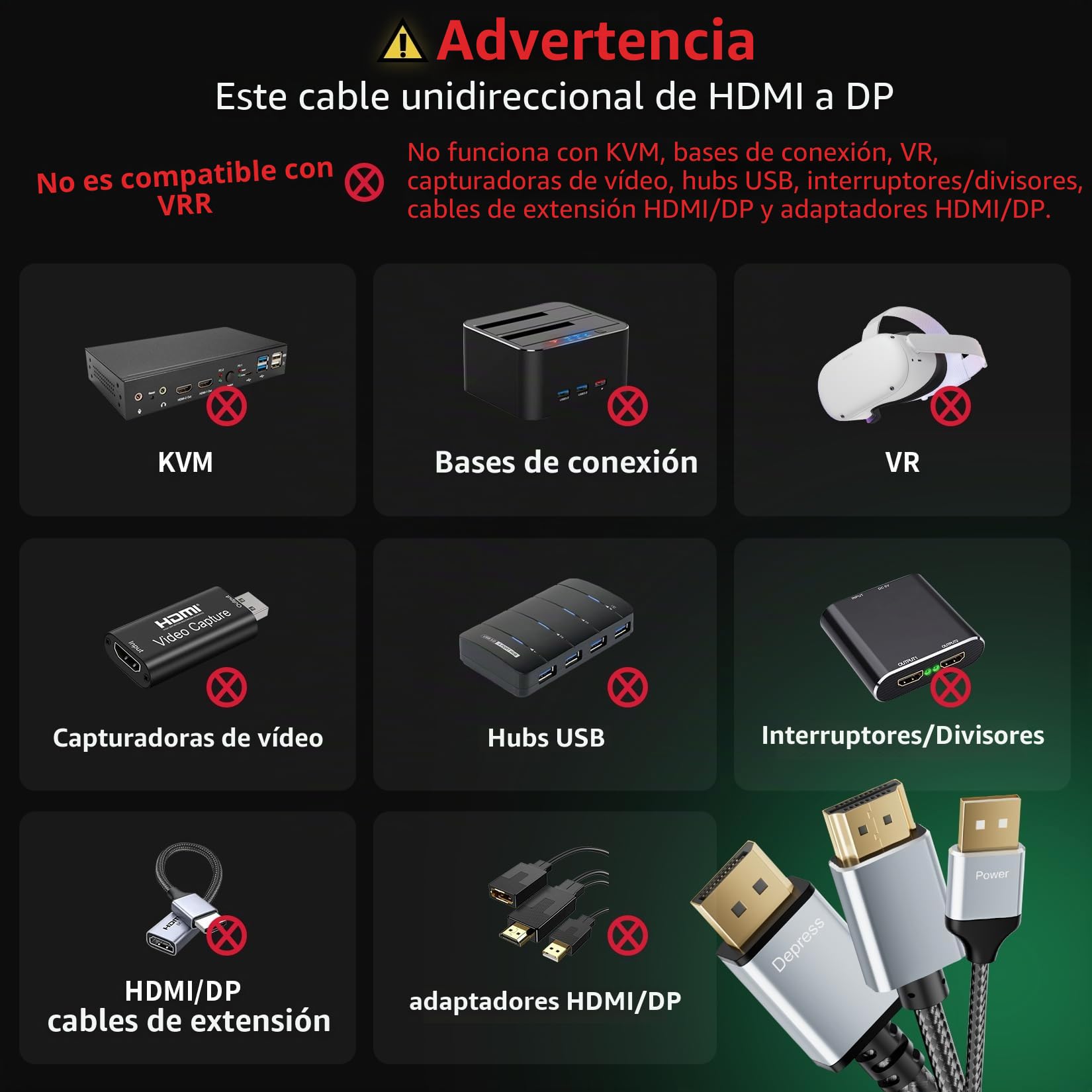 BolAAzuL Cable HDMI 2.0 a DisplayPort para Xbox Series X, PS5, PS4 Pro, 4K 60Hz Active HDMI Male in to DP 1.2 out Converter Adapter Wire (Trenzado + pestillo) con alimentación USB
