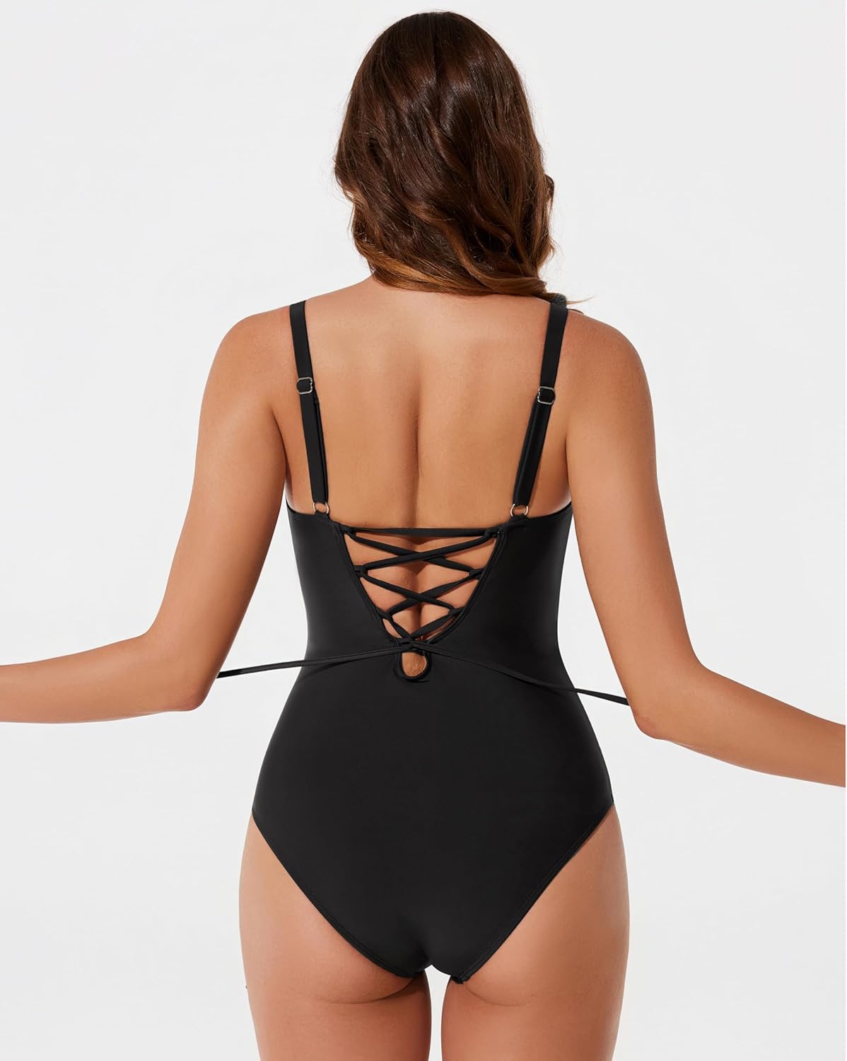 RXRXCOCO Women Tummy Control One Piece Swimsuits Slimming Shapewear Crisscross Back Bathing Suit - Image 2