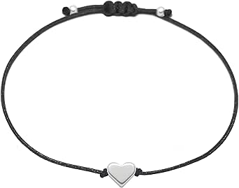 Selfmade Jewelry Armband Damen Handgefertigtes Unikat Silber Schwarz Herz Design, Geburtstagsgeschenk für Frauen, Geschenke für Freundin, Inkl. Geschenkverpackung - Handmade in Germany