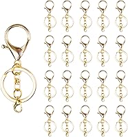 Vista 12 de 20 juegos de cierres de pinza de langosta con gancho y anillo plano dividido para llavero con clip de gatillo giratorio con pequeña pinza