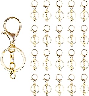 20sets Golden Lobster Claw Clasps Hook with Flat Split Keychain Ring with Swivel Trigger Clip with Little Lobster Clasp for DIY Craft Jewelry Making