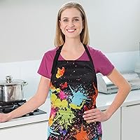 Vista 9 de ASPMIZ Artist Painting Apron for Adults, Colorful Art Cooking Aprons, Waterproof Kitchen Bib Apron with Pockets, Adjustable Kitchen Aprons for Men