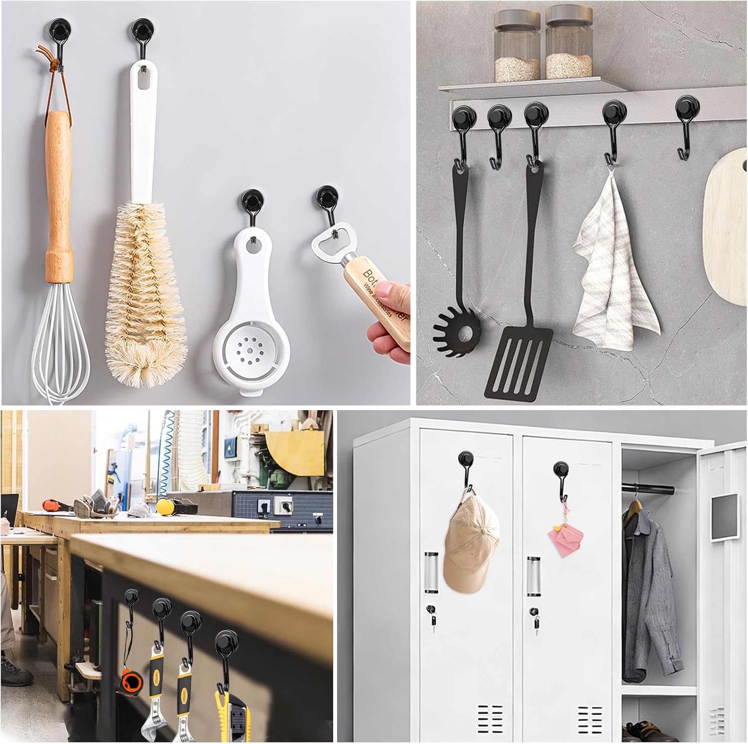 E BAVITE Magnetic Hooks, 30lbs  Magnet Hook 2026 Cruise Cabin Ship Essentials Heavy Duty Strong Magnets Refrigerator Fridge Hanging for Classroom Beach Vacation Kitchen Grills Home 6pcs (Black)