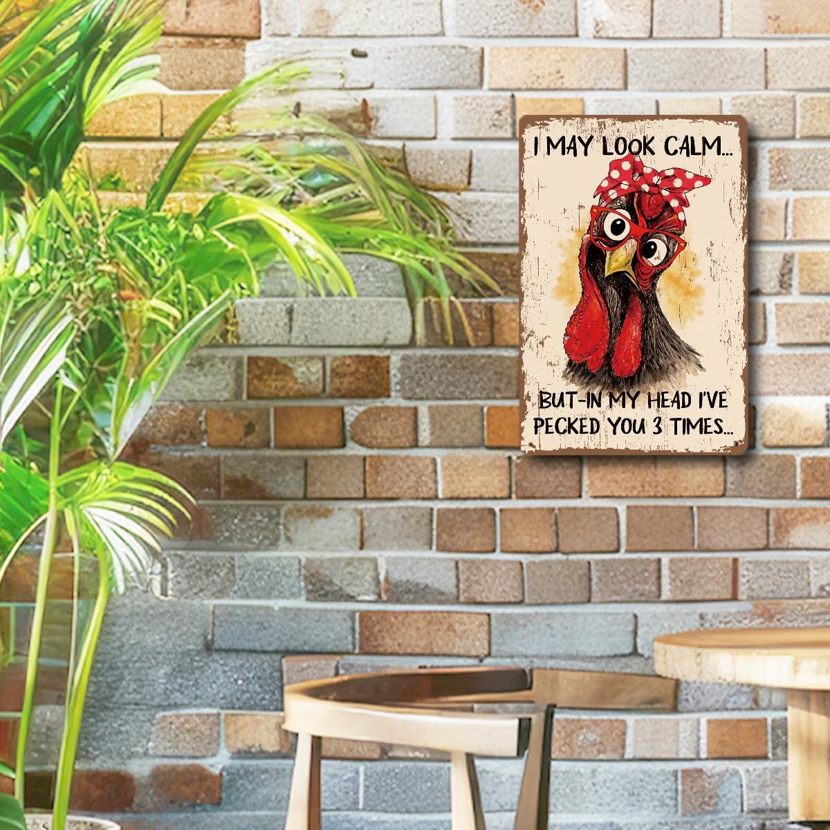 Funny Metal Signs Plaque, Chicken Humor Tin Sign, Vintage Farmhouse Rooster Wall Decor, Rustic Hen Lover Metal Poster, Funny Coop Artwork, Country Kitchen Hanging Accent, 7.9x11.8 Inches image 5