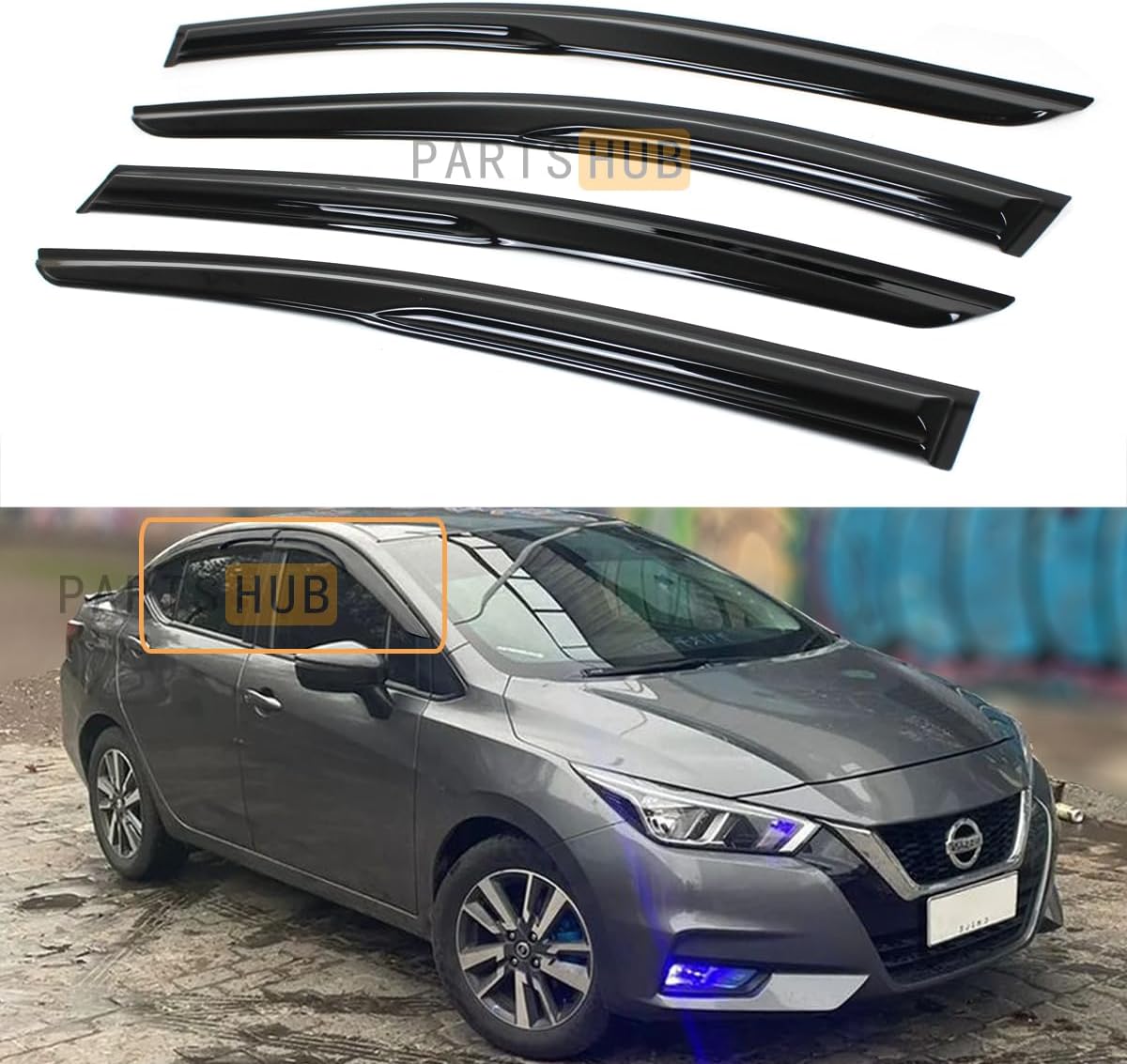 Fits for 2020-2025 Nissan Versa 3D Wavy Mugen Style Window Visors Rain Guards Deflectors